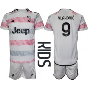 Juventus Dusan Vlahovic #9 Gostujuci Dres za Dječji 2023-24 Kratak Rukavima (+ kratke hlače)